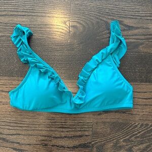 J. Crew Teal Ruffle Bikini Top